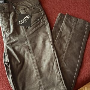 Faux leather pants kaki color sz 7 standard